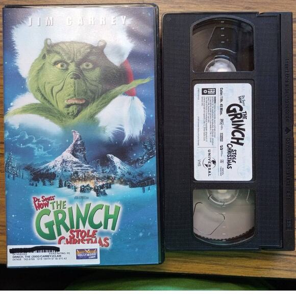 How the Grinch Stole Christmas VHS 2001 Jim Carrey Dr. Seuss Clamshell Case - Picture 3 of 3